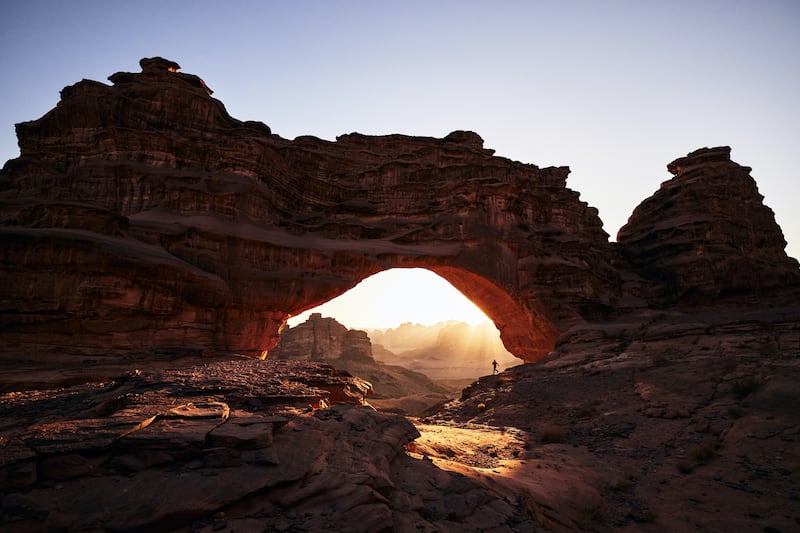 A natural rock bridge in the Hisma Desert