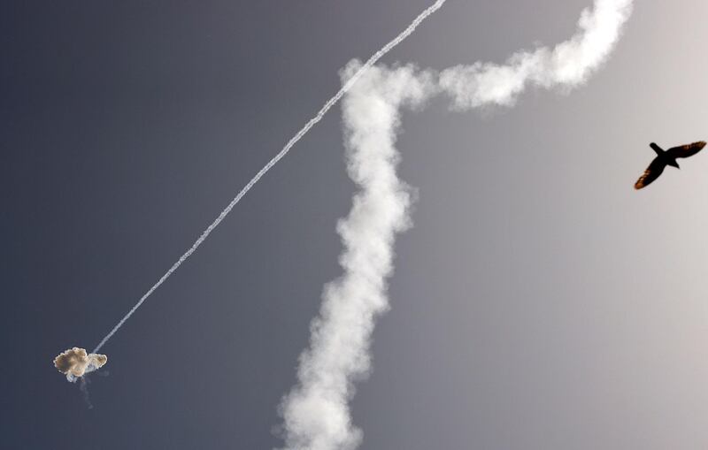 Israel's Iron Dome air defence system intercepts a rocket launched from the Gaza Strip, above the southern Israeli city of Ashdod. AFP