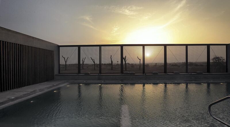 Sharjah, August, 18, 2019: General view of the Swimming Pool at the Al Faya Lodge in Sharjah. Satish Kumar/ For the National / Story by Rupert Hawksley