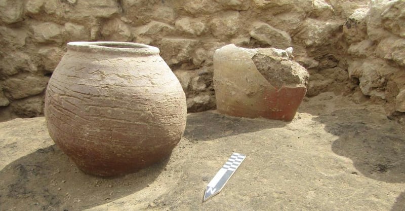 Clay pots found at an archaeological site in Alexandria, Egypt. The site was unearthed by an Egyptian mission working in the area, under the auspices of the country's Supreme Council of Antiquities.