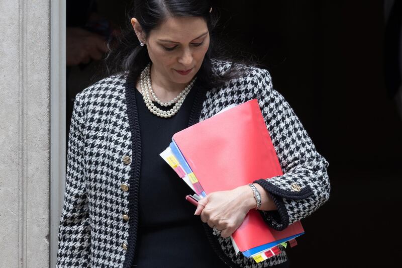 LONDON, ENGLAND - JUNE 24: Home Secretary Priti Patel leaves number 10, Downing Street on June 24, 2021 in London, England. (Photo by Leon Neal/Getty Images)