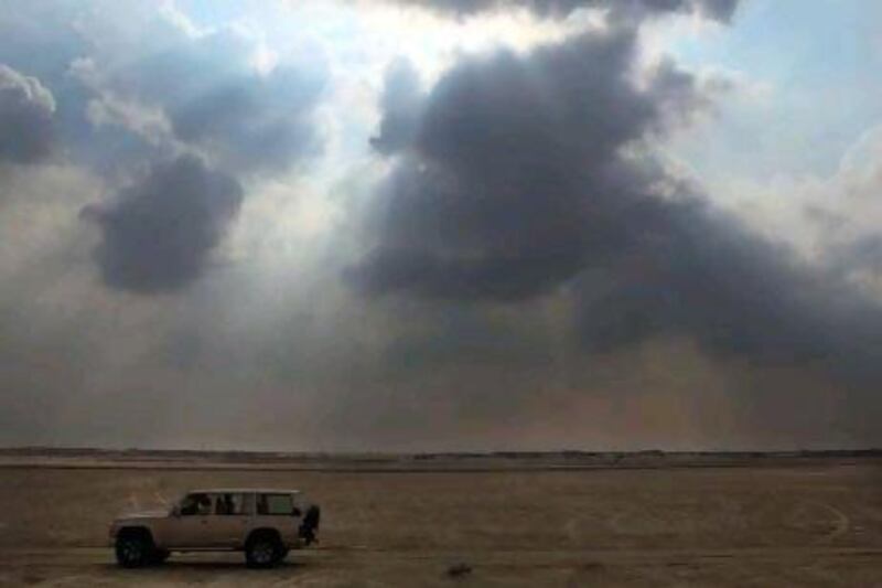 Rain clouds scattered over Al Wathba area near Abu Dhabi.