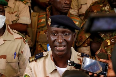 Col Ismael Wague, the junta's spokesman of the National Committee for the Salvation of the People (CNSP), which overthrew Mali's President Ibrahim Boubacar Keita, speaks to the media after the meeting with Economic Community of West African States (ECOWAS) mediators, in Bamako, Mali August 24, 2020. REUTERS