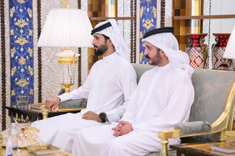 Sheikh Nasser bin Hamad, left, attends the meeting in Ghantoot, Abu Dhabi.

