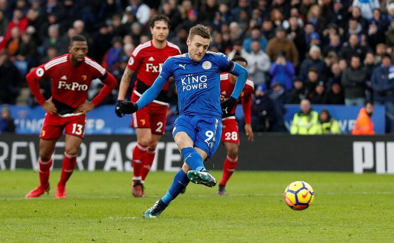 Jamie Vardy of Leicester City and England: Scored 11 from 13 = 84.6 per cent conversion rate.  Action Images via Reuters