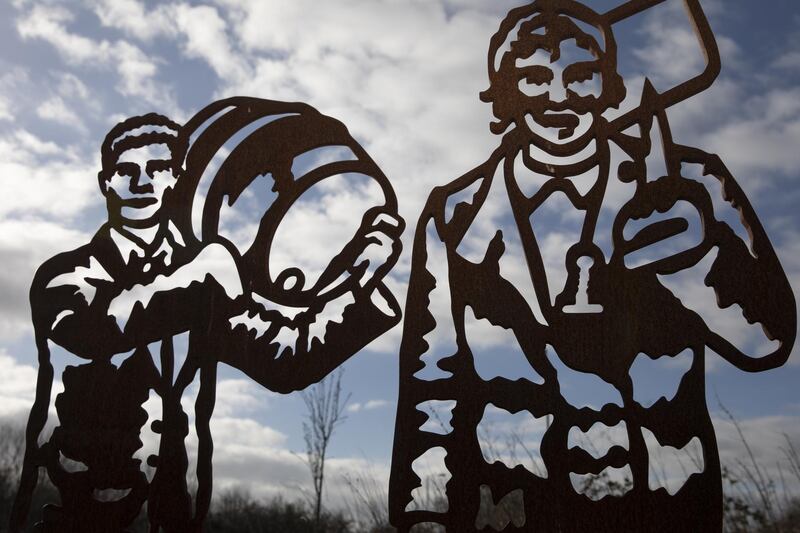 SWINDON, ENGLAND - FEBRUARY 20: A statue of a railway worker (right) and a Brewery worker near the Honda plant on February 20, 2019 in Swindon, England. The car manufacturer Honda announced on Tuesday it is to shut down the Swindon plant in 2022, putting 3,500 jobs at risk. The factory is Honda's only EU plant and has produced the Honda's 'Civic' model for over 24 years, with 150,000 of the cars rolling off the line annually. The manufacturer is a major employer in the town of around 220,000 and sits on the M4 corridor between London to the East and Bristol to the West. In 1986 one of the towns last major employers GWR (Great Western Railway) closed it's doors after a 140 year history of Railway locomotive manufacture putting around 1,500 people out of work. (Photo by Dan Kitwood/Getty Images)