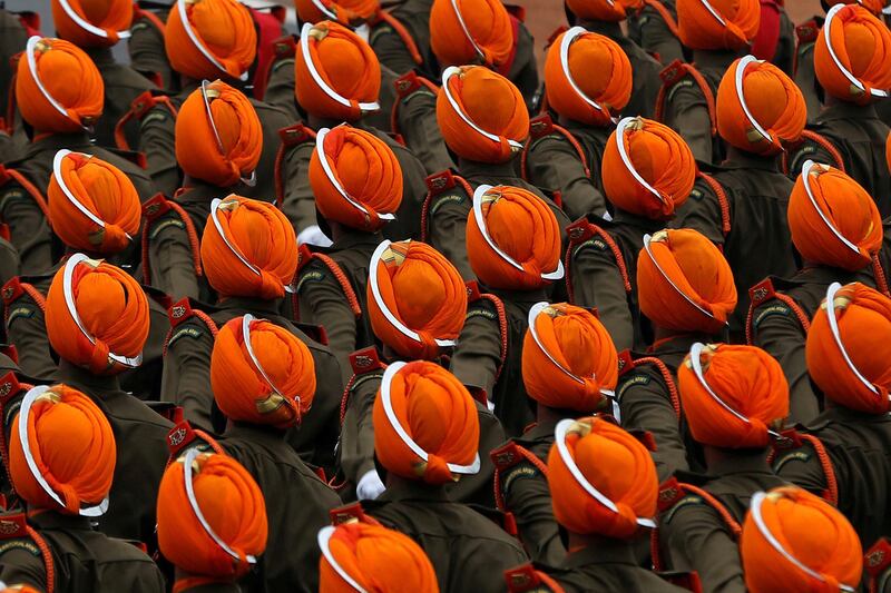 Indian soldiers march during the Republic Day parade in New Delhi, India on January 26, 2017. Adnan Abidi / Reuters