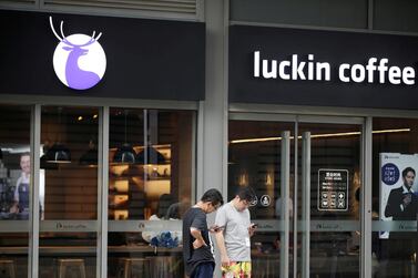 A Luckin Coffee store in Beijing. The firm is said to be mulling a New York initial public offering. Reuters