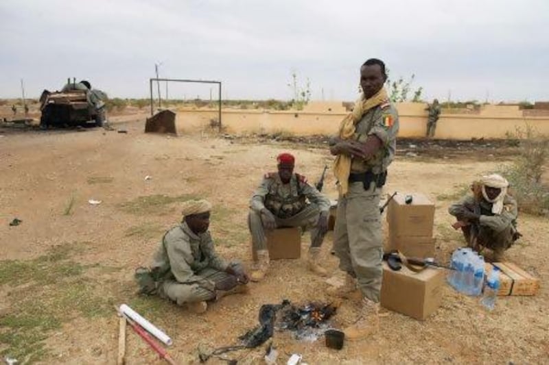 Soldiers from Chad, part of the French-led coalition of Mali’s neighbouring troops, secure the airport in Gao, Mali.