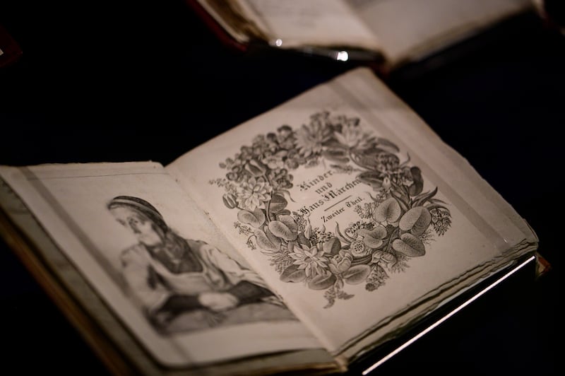The original editions of the Grimms’ fairy tales, with Jacob and Wilhelm Grimm’s handwritten notes, part of the Unesco Memory of the World and treasure chamber at the presentation.
