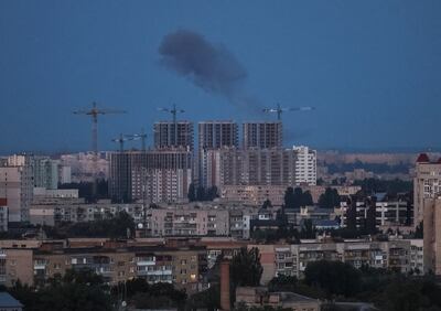 Smoke rises above Kyiv after a Russian missile strike on the Ukrainian capital. Reuters