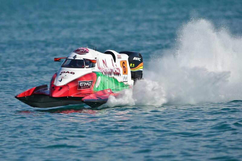 Alex Carella of Italy went from pole to post for Team Abu Dhabi in their home grand prix on the UIM F1 H20 World Championship schedule. Simon Palfrader / Idea Marketing