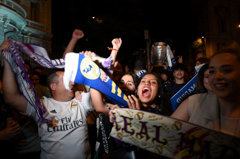 Real Madrid supporters celebrate in Cibeles Square. AFP