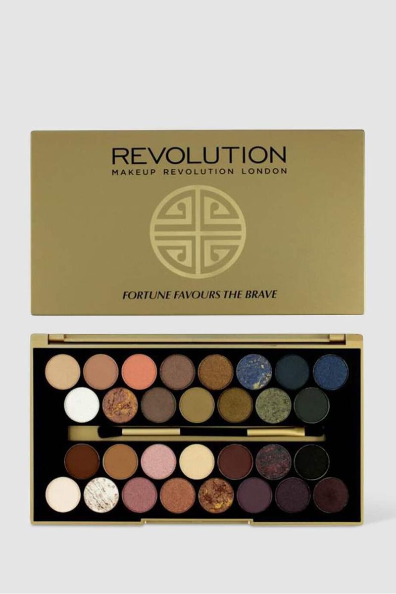 Fortune Favours the Brave eyeshadow palette, Dh130, Revolution at Nissnass. Courtesy Nissnass