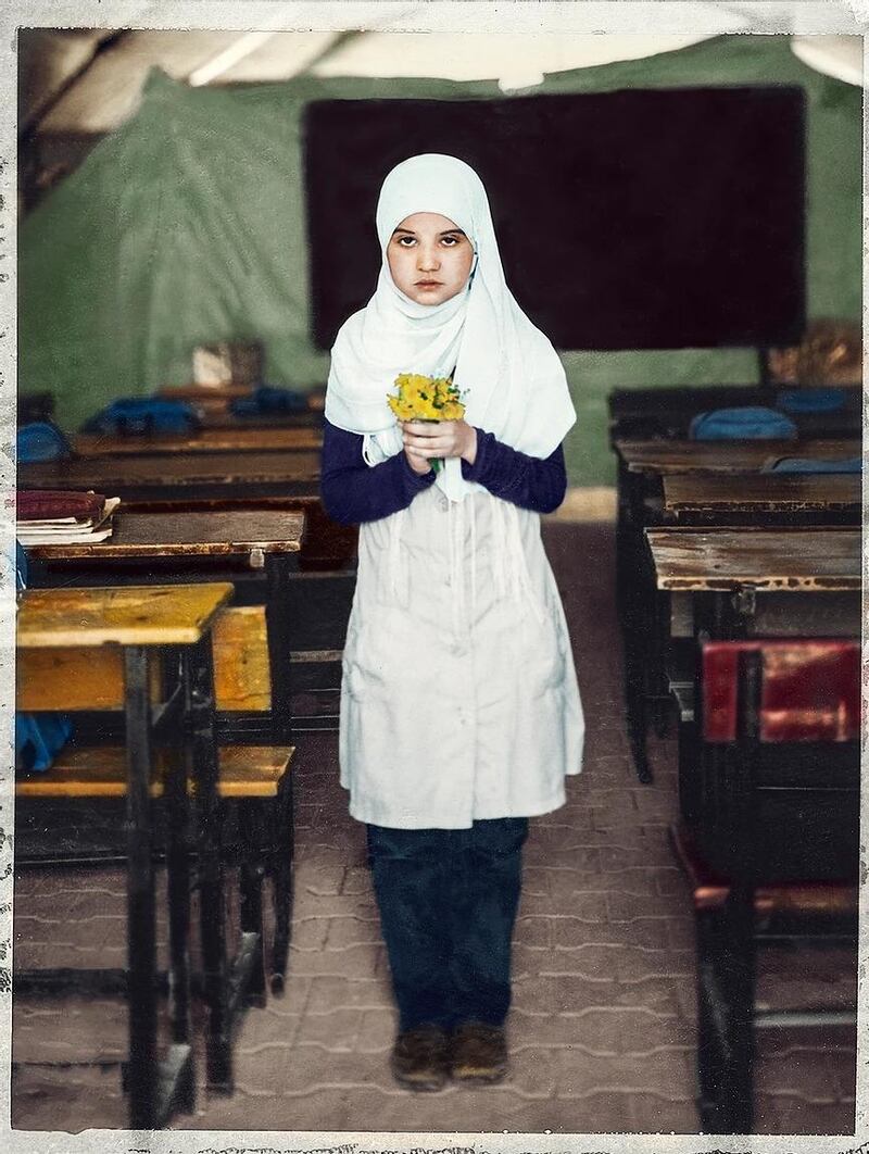 Osama Esid, who now lives in the US, photographed Syrian refugee camps in Turkey in 2014. Here, Fatima is pictured. Courtesy Middle East Institute