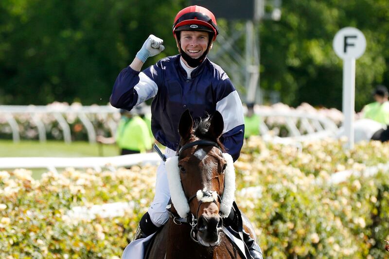 Jye McNiel on board Twilight Payment returns to scale after winning race 7 the Lexus Melbourne Cup during 2020 Lexus Melbourne Cup Day at Flemington Racecourse in Melbourne, Australia. Getty Images for the VRC