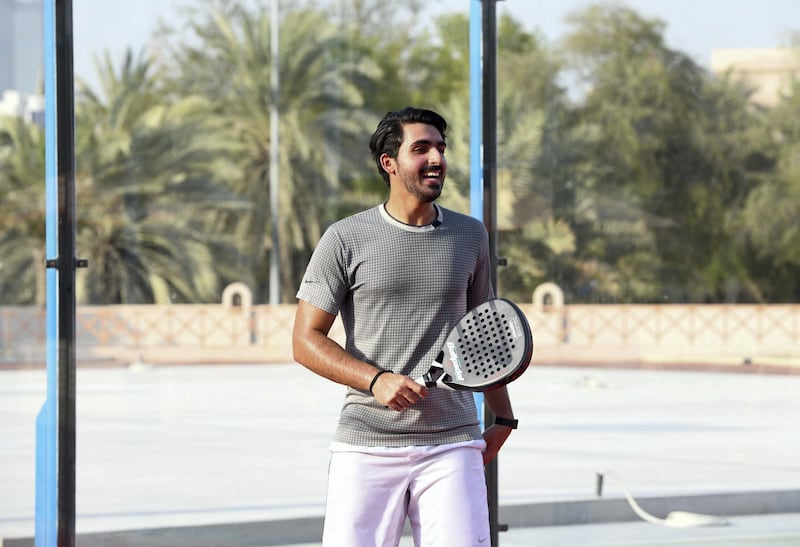 Nasser Al Ketbi-AD Nasser Al Ketbi, 23, plays paddle-tennis at the Abu Dhabi Country Club on May 24, 2021. Khushnum Bhandari / The National 
Reporter: Haneen Dajani News