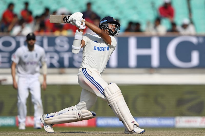 Yashasvi Jaiswal hit five sixes during his ton on Saturday. AFP
