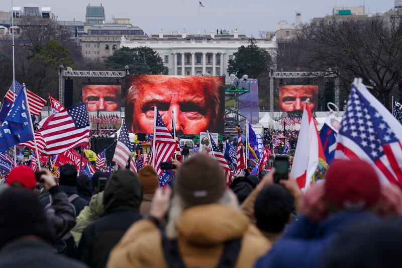 Trump supporters at a rally in Washington on January  6, 2021. AP Photo