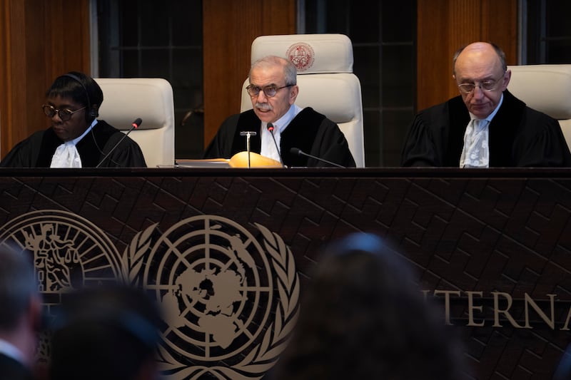 Lebanon's Nawaf Salam, the president of the International Court of Justice, read out its order in The Hague on Tuesday. AP