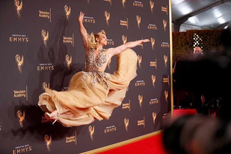 Jessie Graff from 'American Ninja Warrior' poses for photographers at the 2017 Creative Arts Emmy Awards in Los Angeles, California. Danny Moloshok / Reuters
