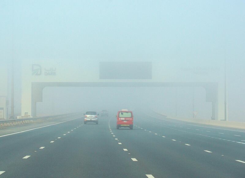 Abu Dhabi, United Arab Emirates, January 19, 2021.   Fog along the Sheikh Zayed Bridge, Abu Dhabi.
Victor Besa/The National 
Section:  NA/Weather