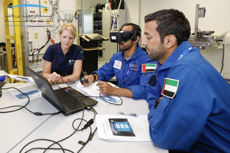 The Mohammed bin Rashid Space Centre (MBRSC) announced that Emirati astronauts Hazzaa AlMansoori and Sultan AlNeyadi have completed their training  at the European Astronaut Centre (EAC) of the European Space Agency (ESA) in Cologne, Germany. The training focused on the European unit, Columbus, onboard the International Space Station (ISS). Part of the training was attended by his Excellency Yousuf Hamad AlShaibani, Director General of MBRSC, and Salem AlMarri, Assistant Director General for Scientific and Technical Affairs at MBRSC and Head of the UAE Astronaut Programme. This is part of the preparations for the first Emirati astronaut to travel to the ISS on 25 September aboard the  Soyuz MS 15, and part of the overall training plan for the two Emirati astronauts. Wam