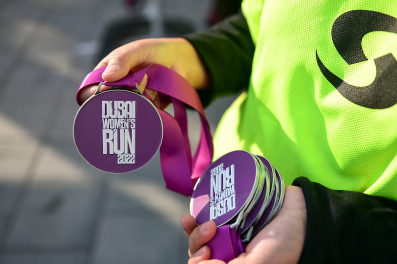 Participants received medals after the Dubai Women's Run.