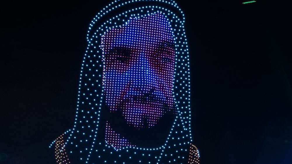 New Year's Eve 2021 drone display at Sheikh Zayed Heritage Festival in Al Wathba, Abu Dhabi. Victor Besa / The National