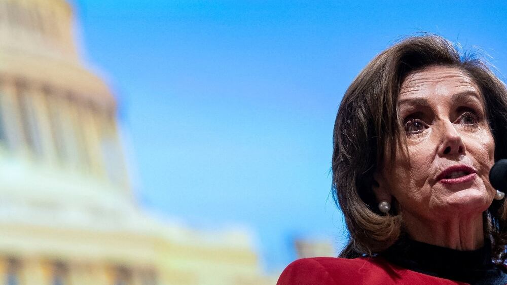 U. S.  House Speaker Nancy Pelosi speaks at the start of a discussion with historians on how to "establish and preserve the narrative of January 6th" on the one-year anniversary of the attack on the Capitol in Washington, U. S. , January 6, 2022.  Al Drago / Pool via REUTERS