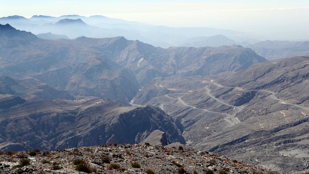 Ras Al Khaimah, United Arab Emirates - February 1st, 2018: At the top of the world's longest zip line at Jebel Jais in Ras Al Khaimah. Thursday, February 1st, 2018 at Jebel Jasi, Ras Al Khaimah. Chris Whiteoak / The National