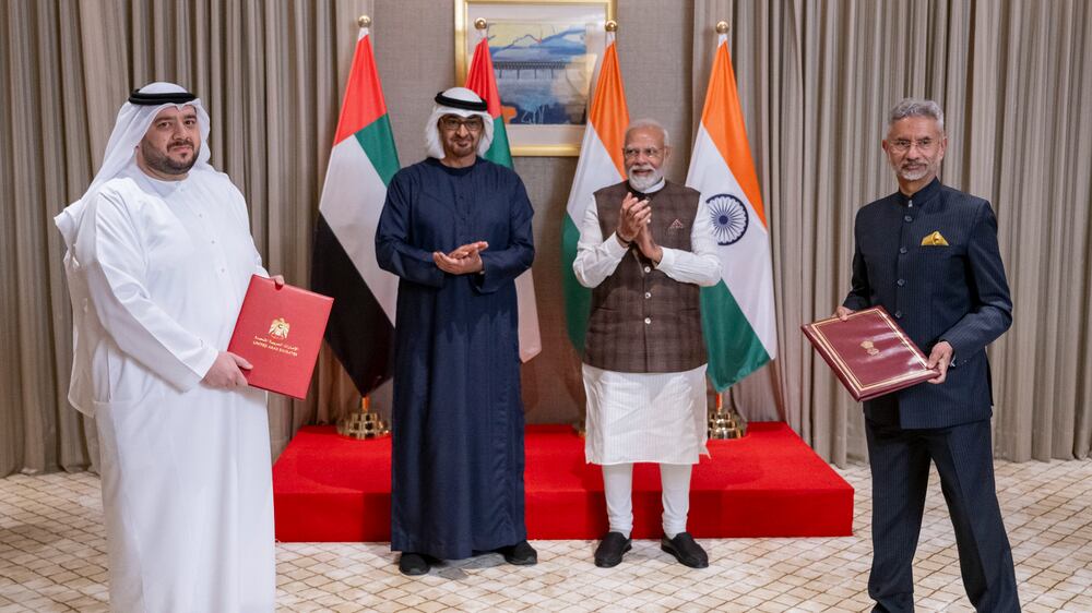 President Sheikh Mohamed signs deals with India's Modi