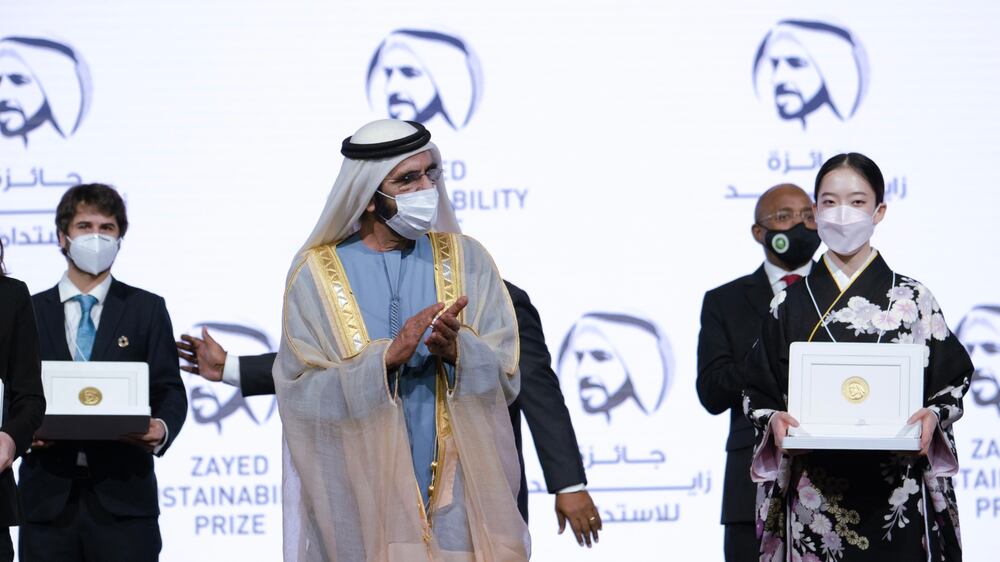 Sheikh Mohammed bin Rashid attends the opening of Abu Dhabi Sustainability Week