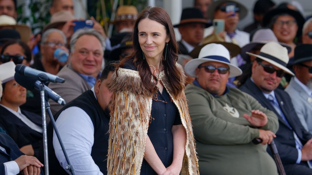 WHANGANUI, NEW ZEALAND - JANUARY 24: New Zealand Prime Minister Jacinda Ardern looks on during Rātana Celebrations on January 24, 2023 in Whanganui, New Zealand. The 2023 Rātana Celebrations mark the last day as Prime Minister for Jacinda Ardern following her resignation on January 19. Labour MP Chris Hipkins became the sole nominee for her replacement and will be sworn in as the new Prime Minister at a ceremony on January 25.  (Photo by Hagen Hopkins / Getty Images)