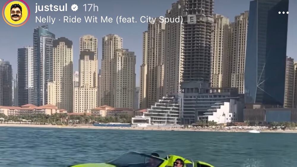 Influencer Just Sul cruises on Dubai's waters in sports 'jetcar'