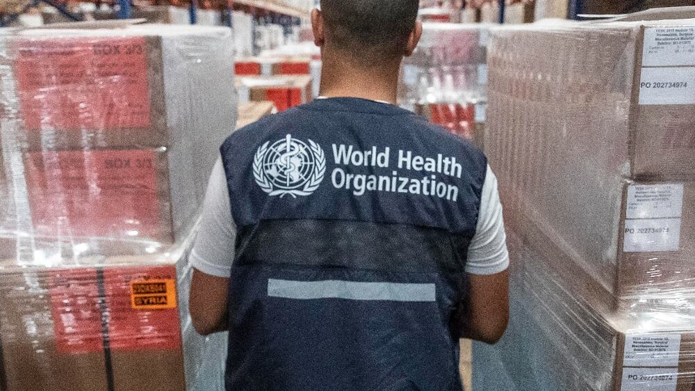 Emergency Aid packaged up for transport from the WHO warehouses in Al Maktoum to be sent to Turkey and Syria.
Antonie Robertson/The National


