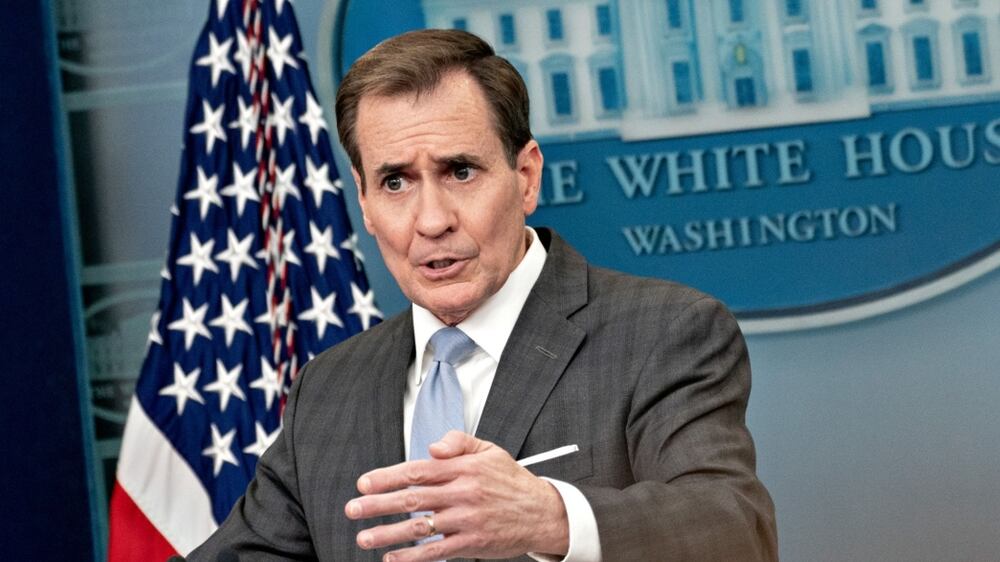 John Kirby, national security council coordinator, speaks during a news conference in the James S.  Brady Press Briefing Room at the White House in Washington, DC, US, on Friday, Feb.  10, 2023.  China accused the US of exaggerating the dispute over aballoonthe Biden administration says was conducting surveillance, signaling the nations remain at odds over an issue that's rekindled tensions. Photographer: Andrew Harrer / Bloomberg 