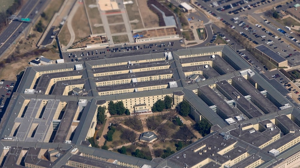 FILE - The Pentagon is seen from Air Force One as it flies over Washington, March 2, 2022.  U. S.  officials say an “unidentified object” has been shot down Sunday for the third time in as many days, this time over Lake Huron, after earlier downings in Alaska and Canada.  (AP Photo / Patrick Semansky, File)