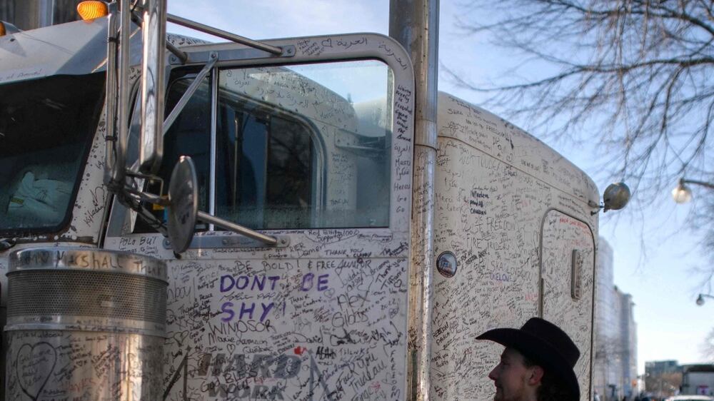 Lorry covered with signatures becomes symbol of Canada's Covid protests