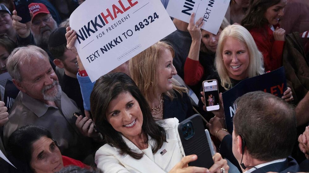 CHARLESTON, SOUTH CAROLINA - FEBRUARY 15: Republican presidential candidate Nikki Haley greets supporters following her first campaign event on February 15, 2023 in Charleston, South Carolina.  Former South Carolina Governor and United Nations ambassador Haley, officially announced her candidacy yesterday, making her the first Republican opponent to challenge former U. S.  President Donald Trump.    Win McNamee / Getty Images / AFP (Photo by WIN MCNAMEE  /  GETTY IMAGES NORTH AMERICA  /  Getty Images via AFP)