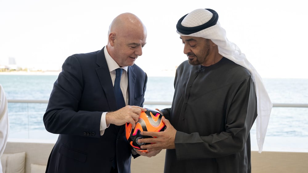 President Sheikh Mohamed welcomes Fifa chief Gianni Infantino to Abu Dhabi