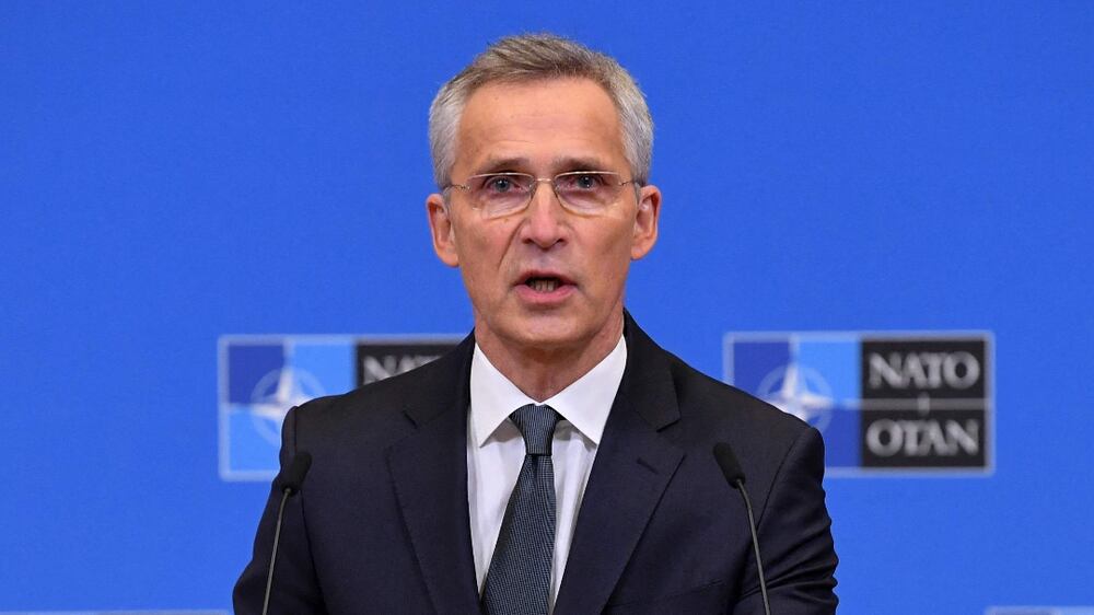 NATO Secretary General Jens Stoltenberg gives a statement on Russia's attack on Ukraine, at NATO headquarters in Brussels on February 24, 2022.  - Russia's President Vladimir Putin has launched a military operation in Ukraine on February 24, 2022 after weeks of intense diplomacy and the imposition of Western sanctions on Russia that failed to deter him.  (Photo by JOHN THYS  /  AFP)