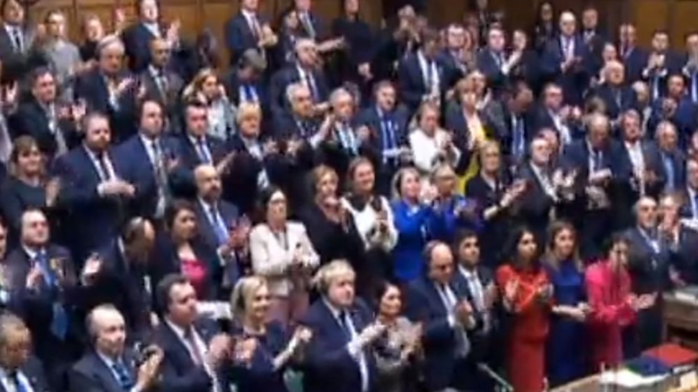 Ukrainian President Volodymyr Zelenskyy given standing ovation by UK politicians