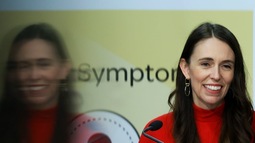 WELLINGTON, NEW ZEALAND - MARCH 16: Prime Minister Jacinda Ardern speaks during a press conference at Parliament on March 16, 2022 in Wellington, New Zealand. New Zealand's border will open to fully vaccinated tourists from Australia from 11:59pm on April 12. Visitors from other visa waiver countries such as the US and UK will be permitted entry into New Zealand from 11:59pm on May 1. (Photo by Hagen Hopkins / Getty Images)