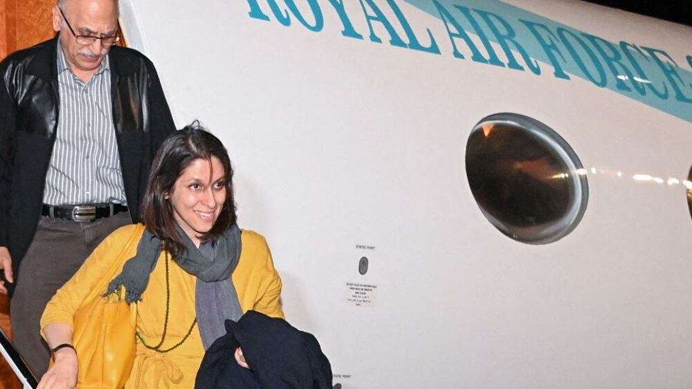 British-Iranian aid worker Nazanin Zaghari-Ratcliffe and dual national Anoosheh Ashoori arrive in Muscat, Oman, March 16, 2022.   Oman News Agency/Handout via REUTERS THIS IMAGE HAS BEEN SUPPLIED BY A THIRD PARTY.  MANDATORY CREDIT.  NO RESALES.  NO ARCHIVES       TPX IMAGES OF THE DAY