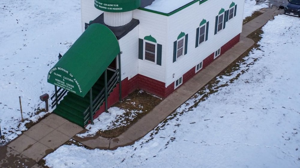 Drone image of Mother Mosque of America in Cedar Rapids, Iowa