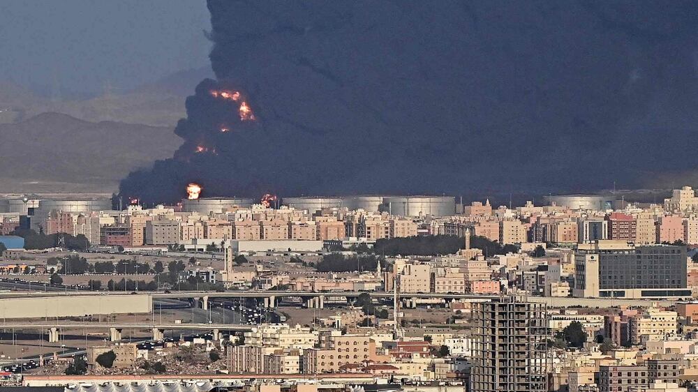 Fire and flooding in Saudi Arabia after interception of waves of Houthi attacks