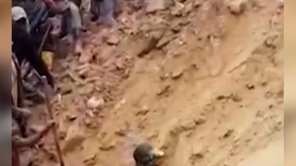 Watch: The moment Congolese miners break free from collapsed mine
