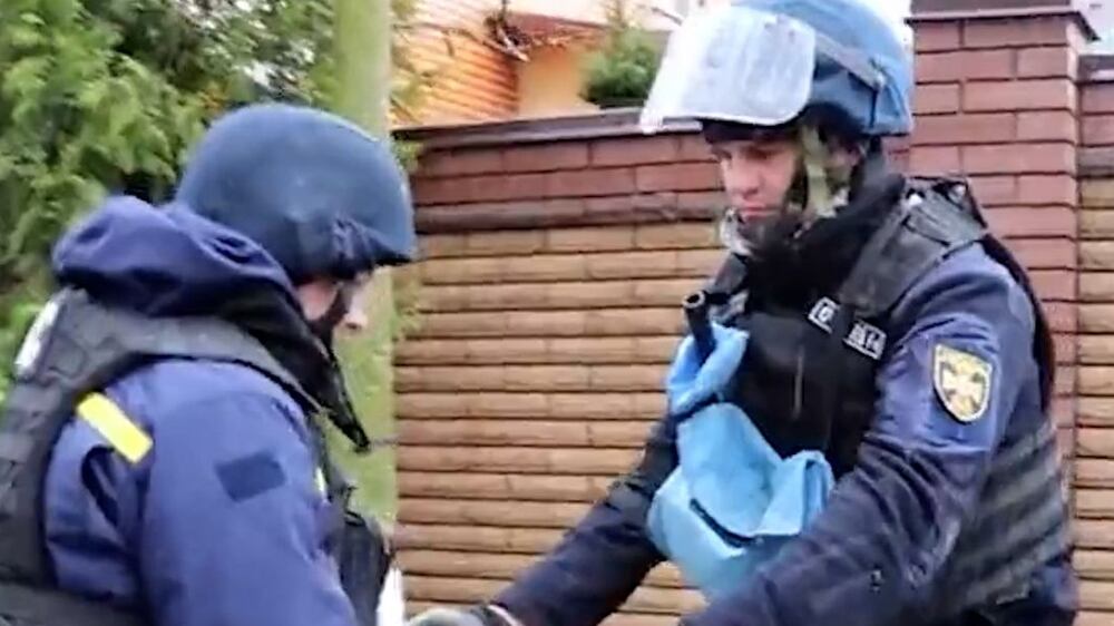 Ukraine's emergency service video shows de-mining of residential areas