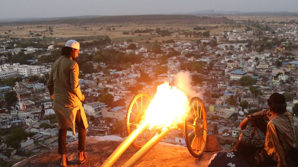 The tradition of firing the cannon was started by the Begums or Queens of Bhopal, an erstwhile princely state, in the early 18th century and has been carried forward by the qazis or the head priest in the district.  Gagan Nayar for The National